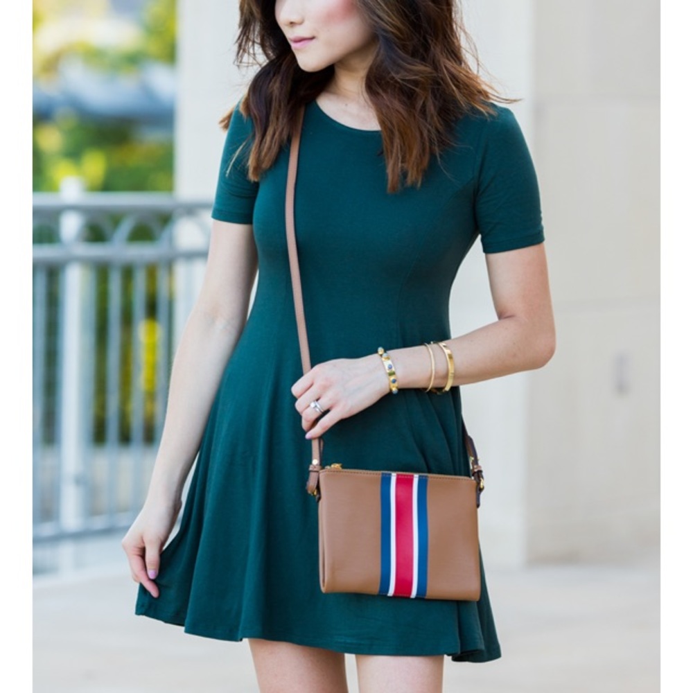 F21 dark green skirt